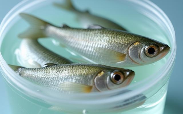 Mojarras vivas en un cubo listo para la pesca.